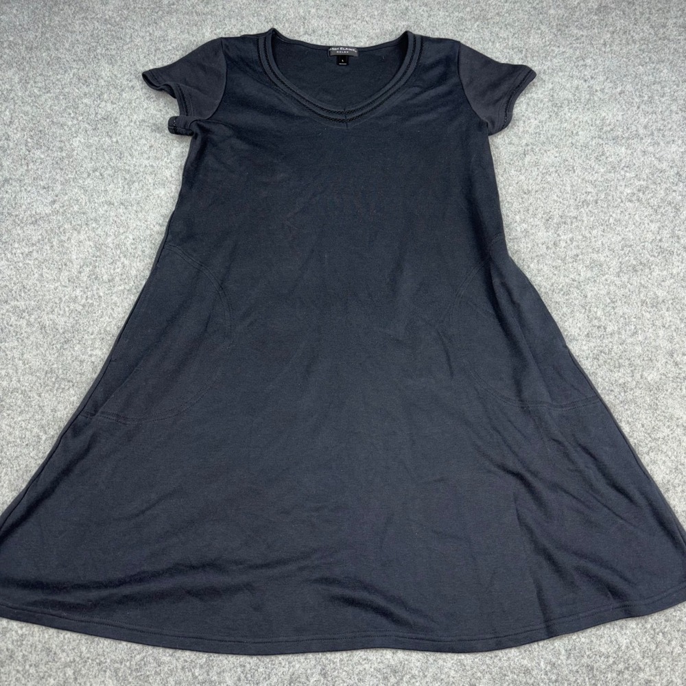 Miss Elaine Relax Nightgown Womens Large Black Short Sleeve Sleep Dress Lounges